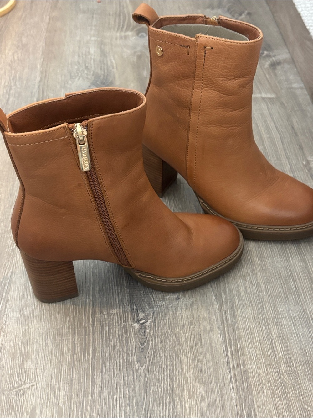 Never worn Carmela Women's Platform Ankle Boots in Cognac Brown